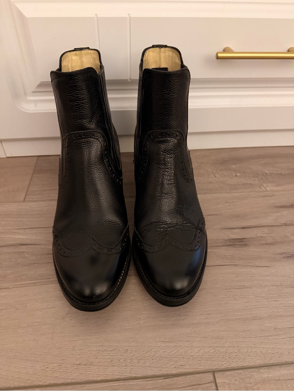 The Office of Us Black Leather Wingtip Chelsea Ankle Boots EU 37.5
